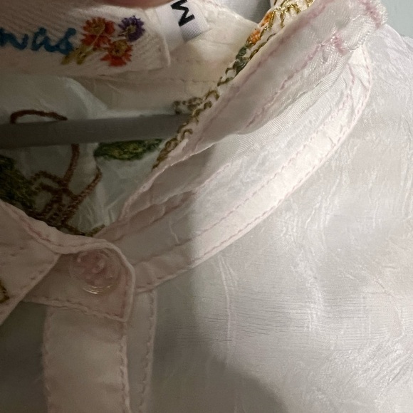 Johnny Was White Ramie Button Blouse Floral Embroidery Lightweight Blouse - Picture 5 of 13